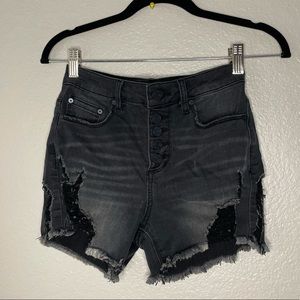 Black jean shorts
